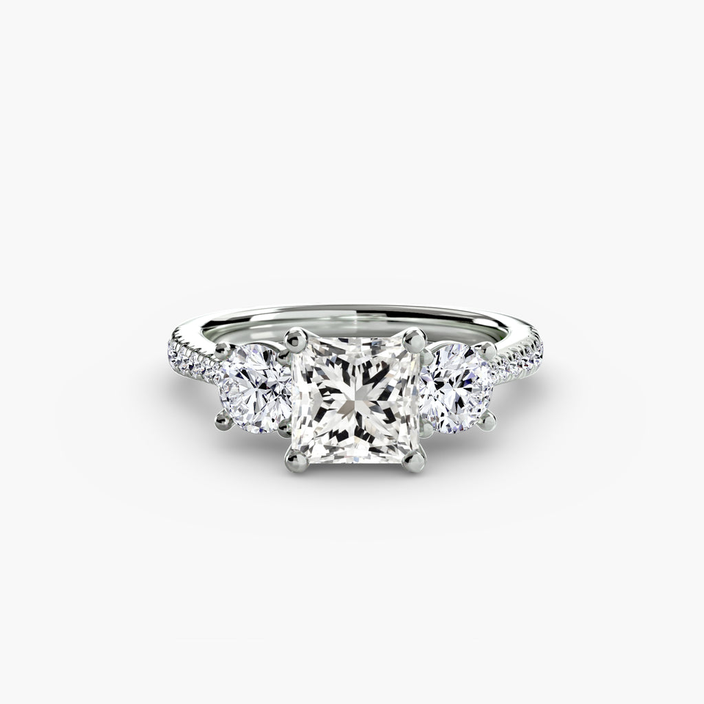 Three-Stone with Pavé Band