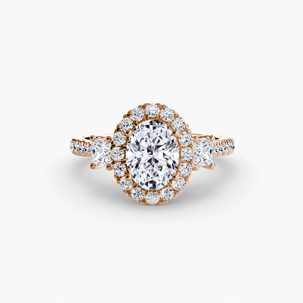 Three-Stone Ring with Halo 2