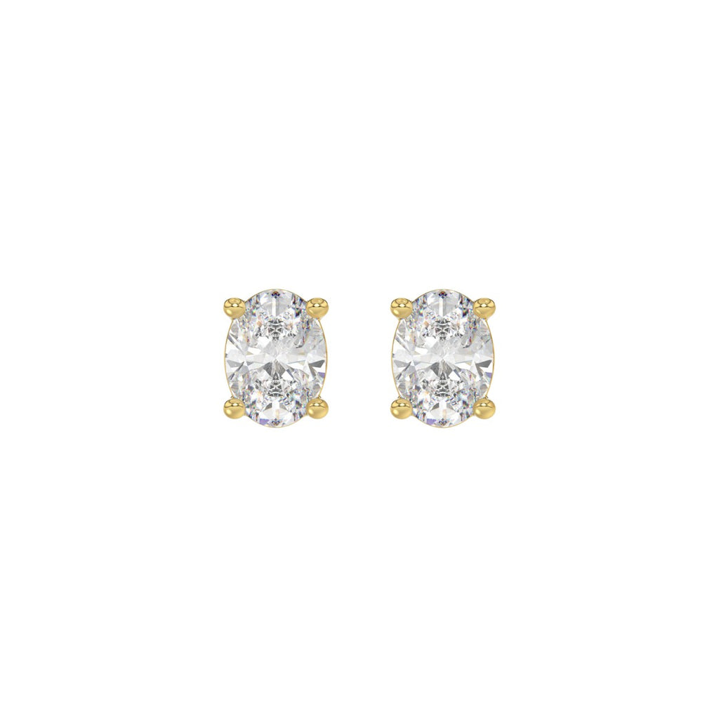 Lab Diamond 4-Prong Oval Stud Earring 14K Yellow Gold - 14K Yellow Gold - 1ct