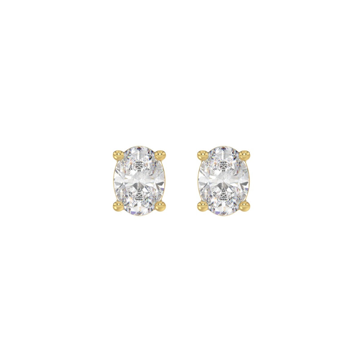 Lab Diamond 4-Prong Oval Stud Earring 14K Yellow Gold - 14K Yellow Gold - 1ct
