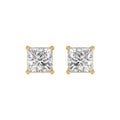 Lab Diamond 4-Prong Princess Stud Earring 10K Yellow Gold - 10K Yellow Gold - 4ct