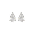 Lab Diamond 3-Prong Pear Stud Earring 10K White Gold - 10K White Gold - 2.5ct