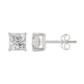 Lab Diamond 4-Prong Princess Stud Earring 10K White Gold - 10K White Gold - 3ct