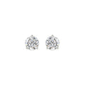 3 Prong Basket Pushback Stud Earrings - 14K White Gold - 1.5ct
