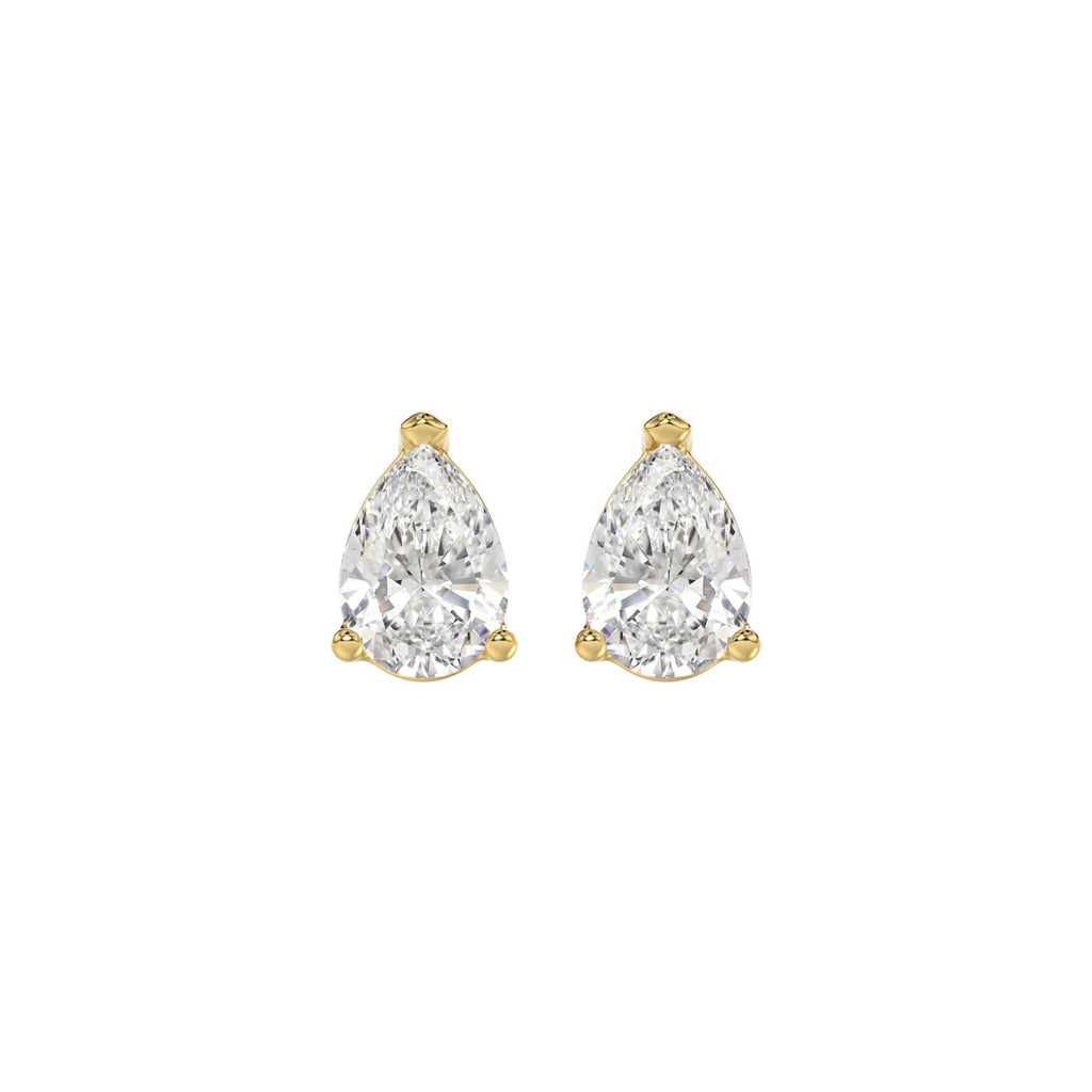Lab Diamond 3-Prong Pear Stud Earring 10K Yellow Gold - 10K Yellow Gold - 1.5ct