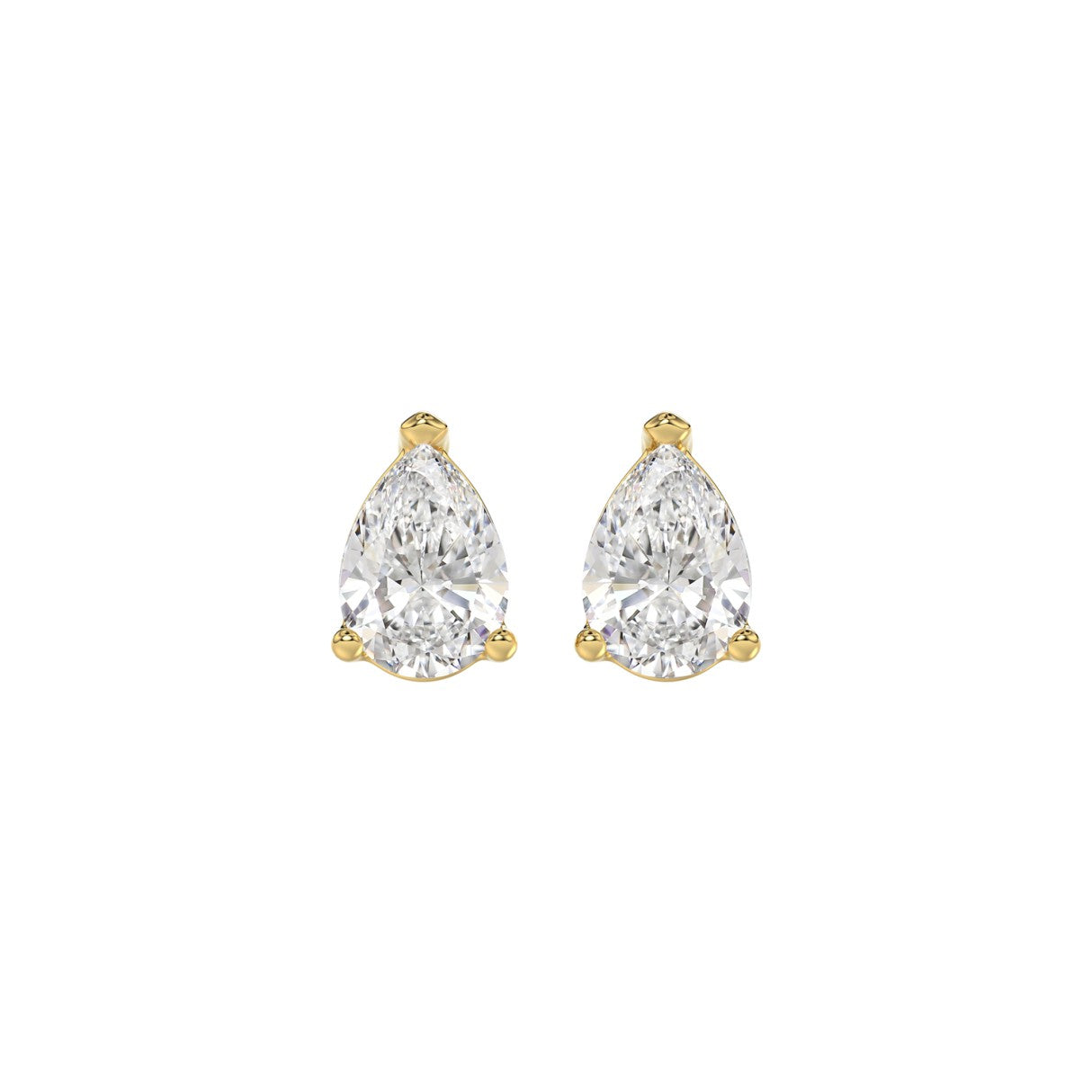 Lab Diamond 3-Prong Pear Stud Earring 10K Yellow Gold - 10K Yellow Gold - 1.5ct