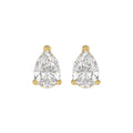 Lab Diamond 3-Prong Pear Stud Earring 10K Yellow Gold - 10K Yellow Gold - 4ct