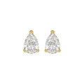 Lab Diamond 3-Prong Pear Stud Earring 10K Yellow Gold - 10K Yellow Gold - 2.5ct