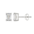 Lab Diamond 4-Prong Emerald Cut Stud Earring 14K White Gold - 14K White Gold - 2ct