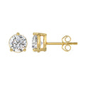 Lab Diamond 3-Prong Basket Pushback Stud Earrings - 14K Yellow Gold - 4ct