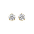 3 Prong Basket Pushback Stud Earrings - 14K Yellow Gold - 3ct