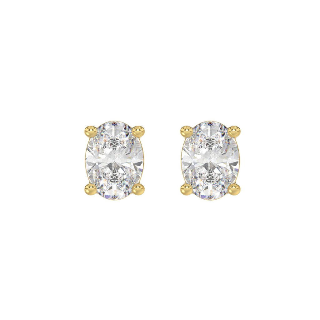 Lab Diamond 4-Prong Oval Stud Earring 14K Yellow Gold - 14K Yellow Gold - 3ct