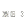 Lab Diamond 4-Prong Princess Stud Earring 10K White Gold - 10K White Gold - 4ct