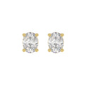 Lab Diamond 4-Prong Oval Stud Earring 10K Yellow Gold - 10K Yellow Gold - 3ct