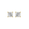 Lab Diamond 4-Prong Princess Stud Earring 10K Yellow Gold - 10K Yellow Gold - 2ct