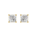 Lab Diamond 4-Prong Princess Stud Earring 14K Yellow Gold - 14K Yellow Gold - 3ct