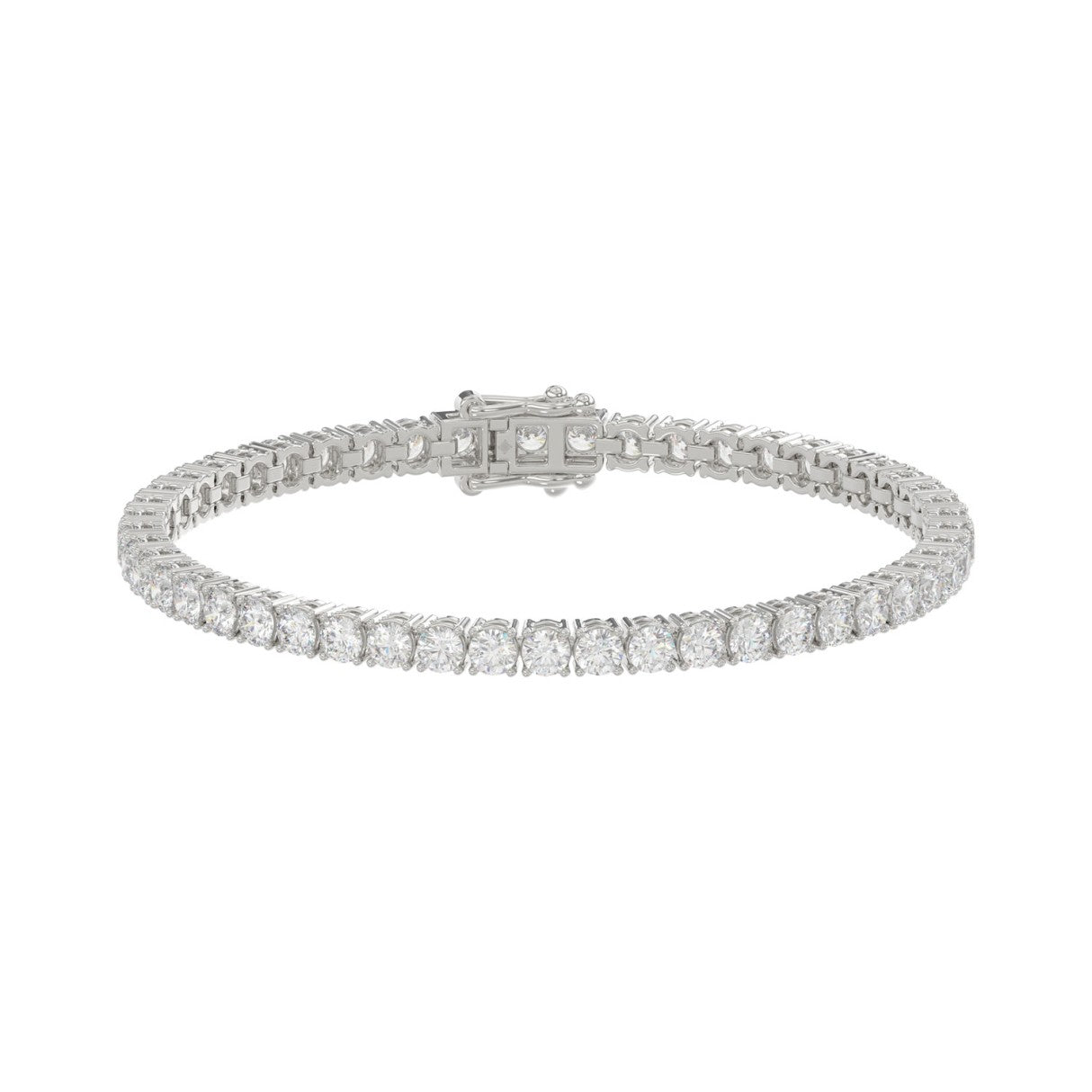 Basket 4 Prong Tennis Bracelet - 10K White Gold - 6.5ct