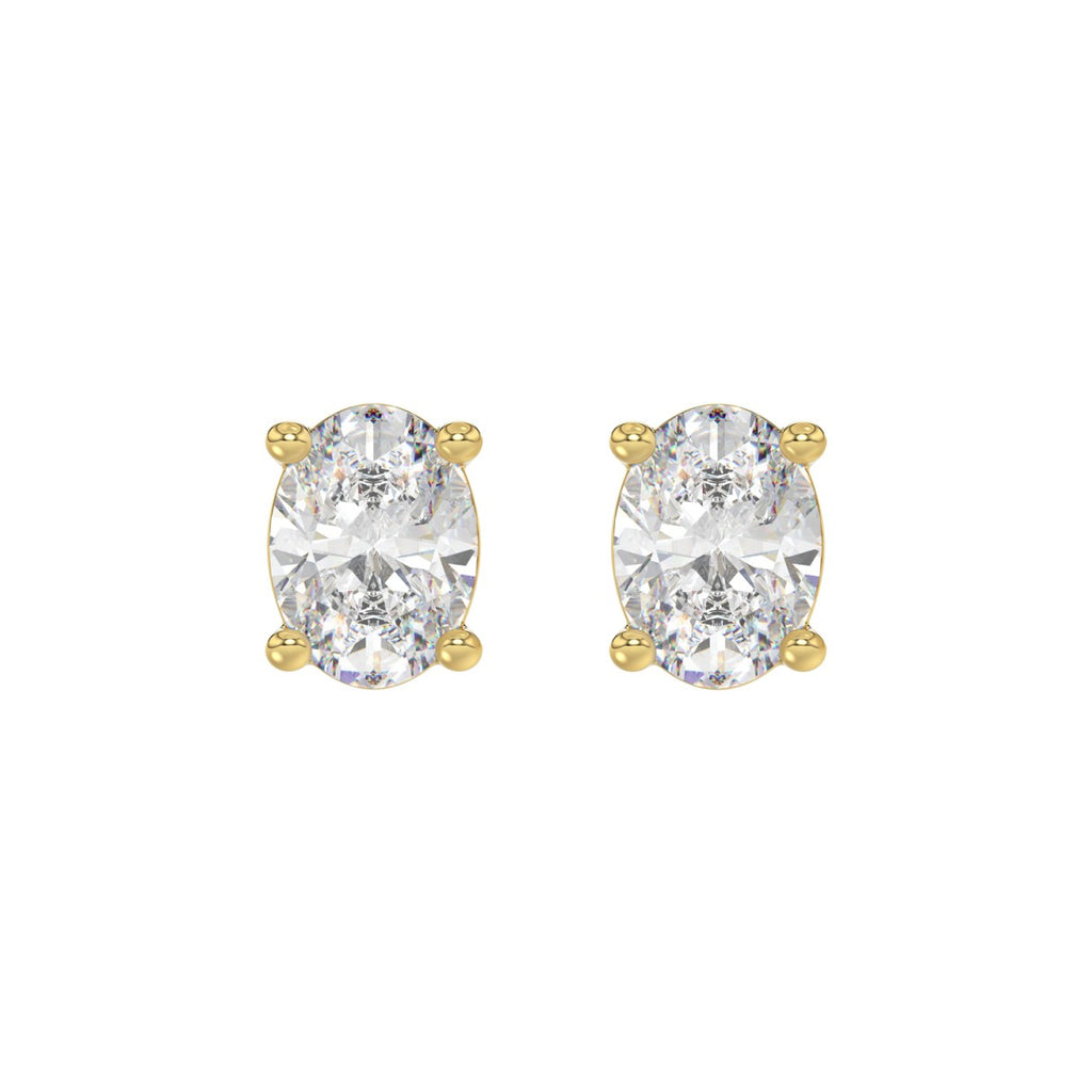 Lab Diamond 4-Prong Oval Stud Earring 10K Yellow Gold - 10K Yellow Gold - 4ct