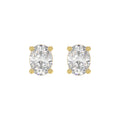 Lab Diamond 4-Prong Oval Stud Earring 10K Yellow Gold - 10K Yellow Gold - 4ct