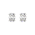 Lab Diamond 4-Prong Oval Stud Earring 10K White Gold - 10K White Gold - 4ct