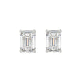 Lab Diamond 4-Prong Emerald Cut Stud Earring 10K White Gold - 10K White Gold - 4ct
