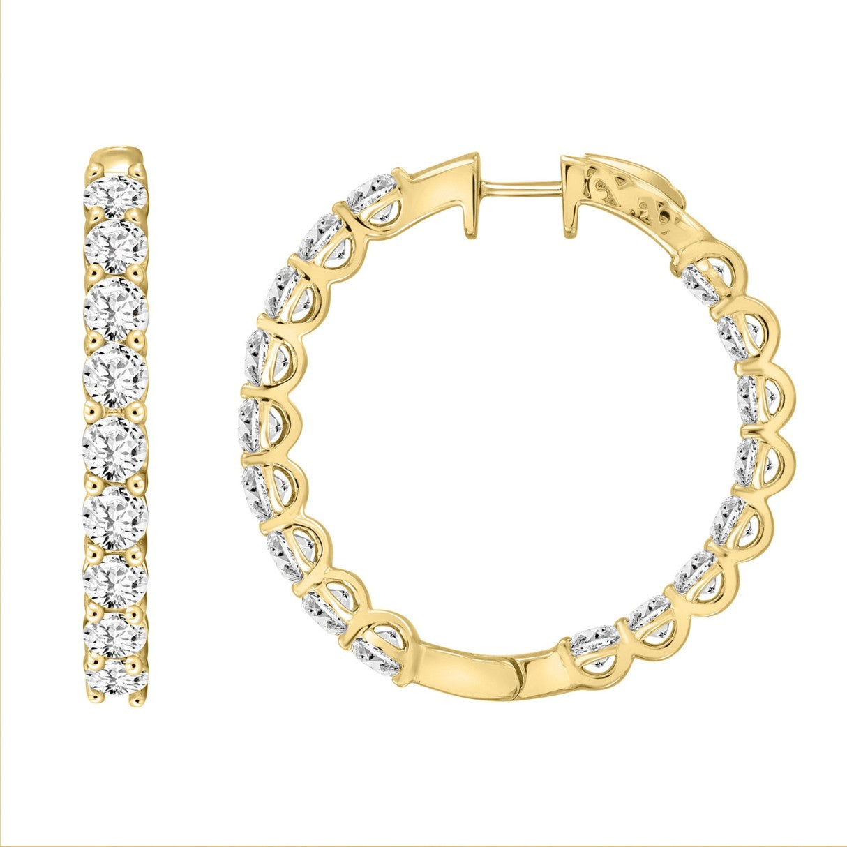 Lab Diamond Inside-Out Round Hoop Earring 14K Yellow Gold - 14K Yellow Gold - 7ct