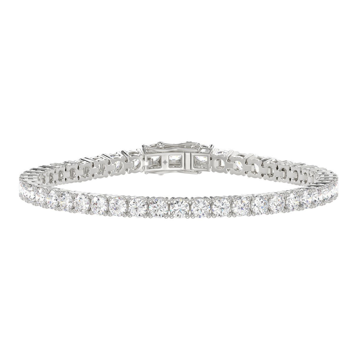 Basket 4 Prong Tennis Bracelet - 10K White Gold - 2.57ct