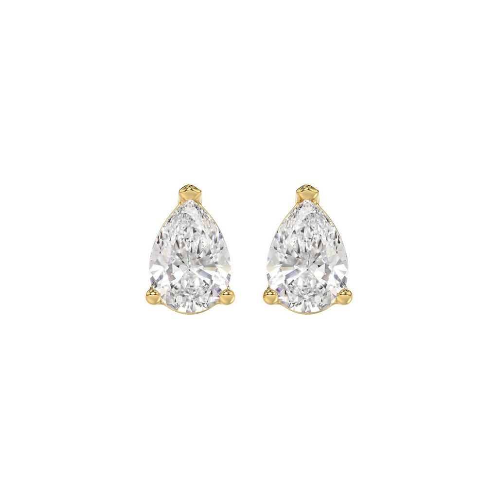 Lab Diamond 3-Prong Pear Stud Earring 10K Yellow Gold - 10K Yellow Gold - 2ct