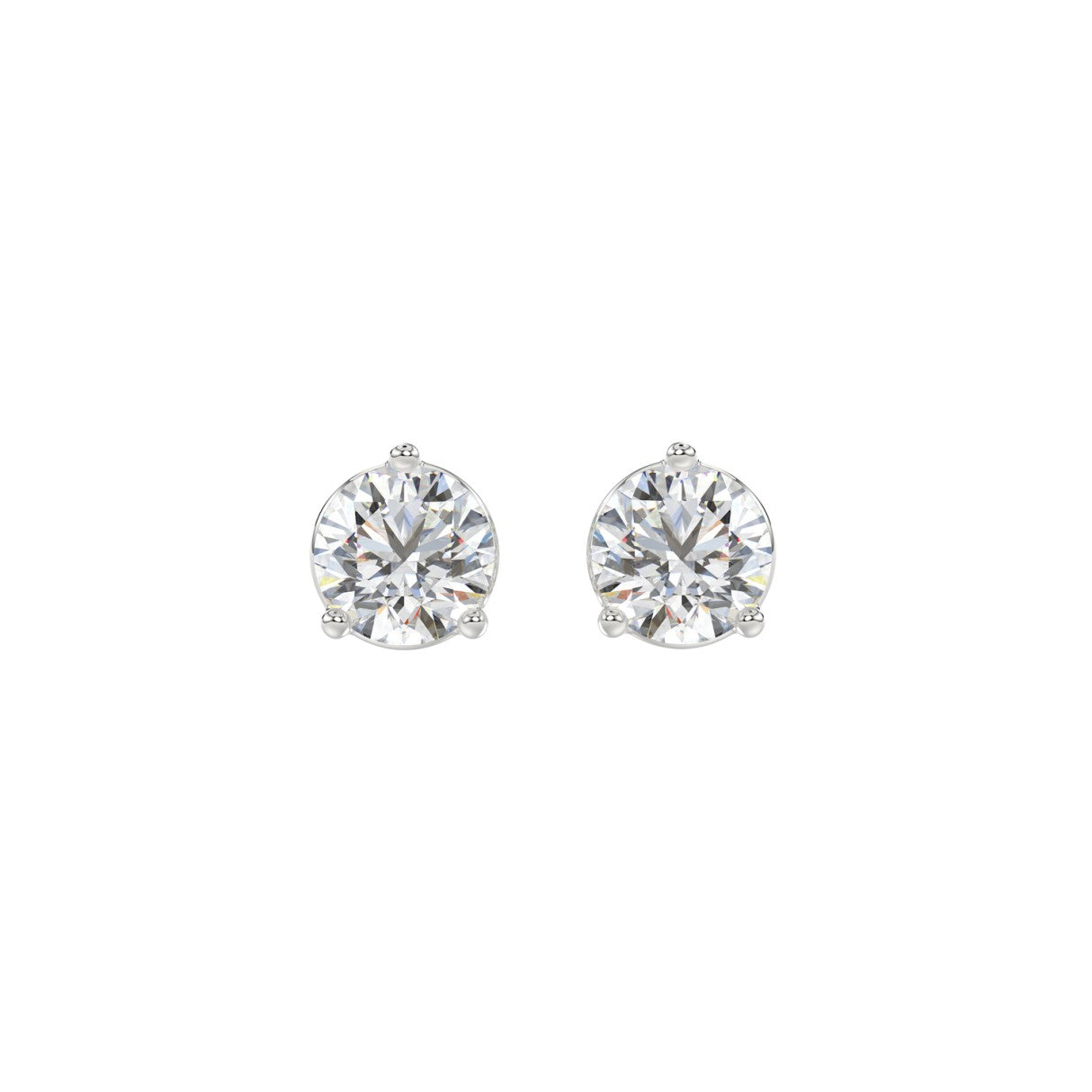 Lab Diamond 3-Prong Round Brilliant Stud Earring 10K White Gold - 10K White Gold - 2ct