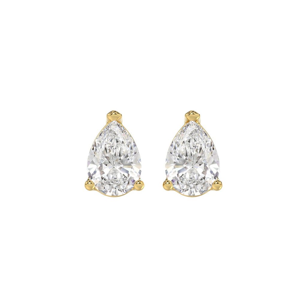 Lab Diamond 3-Prong Pear Stud Earring 14K Yellow Gold - 14K Yellow Gold - 2.5ct