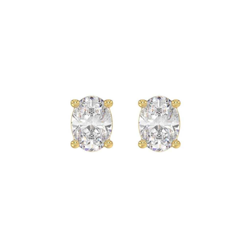 Lab Diamond 4-Prong Oval Stud Earring 10K Yellow Gold - 10K Yellow Gold - 2ct