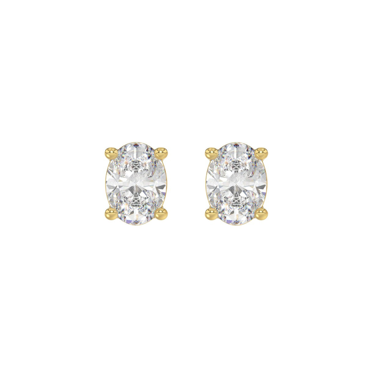 Lab Diamond 4-Prong Oval Stud Earring 10K Yellow Gold - 10K Yellow Gold - 2ct