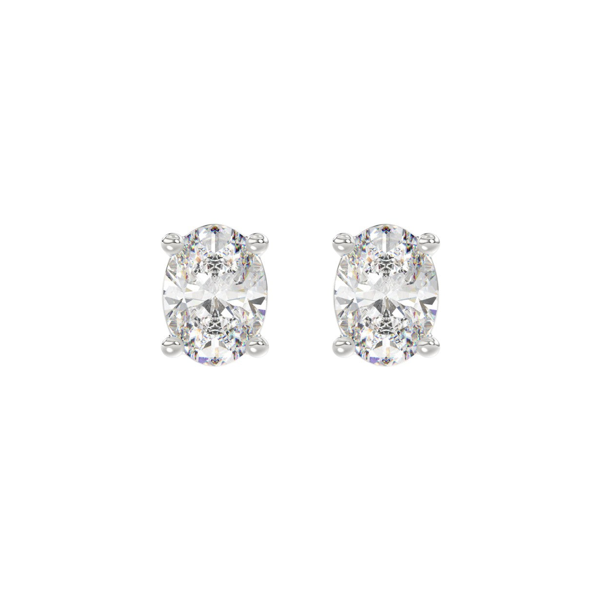 Lab Diamond 4-Prong Oval Stud Earring 10K White Gold - 10K White Gold - 2.5ct
