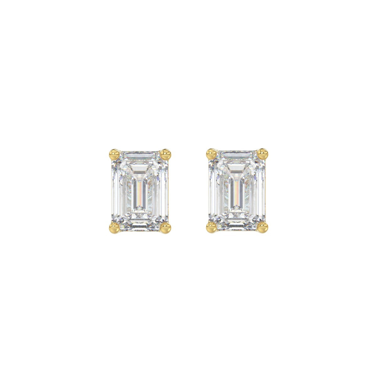 Lab Diamond 4-Prong Emerald Cut Stud Earring 10K Yellow Gold - 10K Yellow Gold - 1.5ct