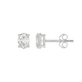 Lab Diamond 4-Prong Oval Stud Earring 10K White Gold - 10K White Gold - 1ct