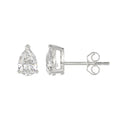 Lab Diamond 3-Prong Pear Stud Earring 10K White Gold - 10K White Gold - 2ct