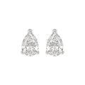 Lab Diamond 3-Prong Pear Stud Earring 14K White Gold - 14K White Gold - 4ct