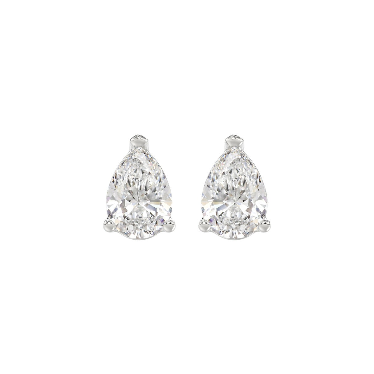 Lab Diamond 3-Prong Pear Stud Earring 14K White Gold - 14K White Gold - 2.5ct