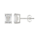 Lab Diamond 4-Prong Emerald Cut Stud Earring 10K White Gold - 10K White Gold - 3ct