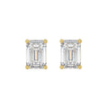 Lab Diamond 4-Prong Emerald Cut Stud Earring 14K Yellow Gold - 14K Yellow Gold - 4ct