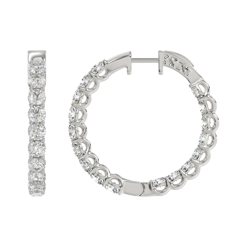 Lab Diamond Inside-Out Round Hoop Earring 14K White Gold - 14K White Gold - 5ct