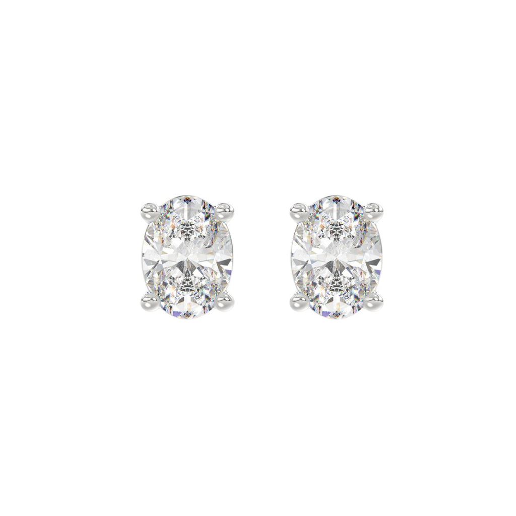 Lab Diamond 4-Prong Oval Stud Earring 14K White Gold - 14K White Gold - 2.5ct