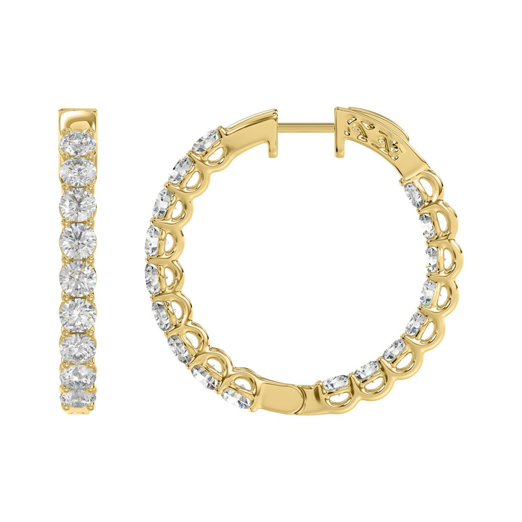 Lab Diamond Inside-Out Round Hoop Earring 14K Yellow Gold - 14K Yellow Gold - 5ct