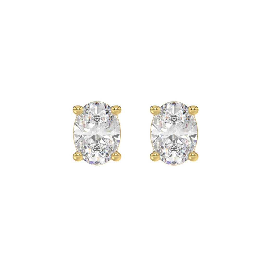 Lab Diamond 4-Prong Oval Stud Earring 10K Yellow Gold - 10K Yellow Gold - 2.5ct