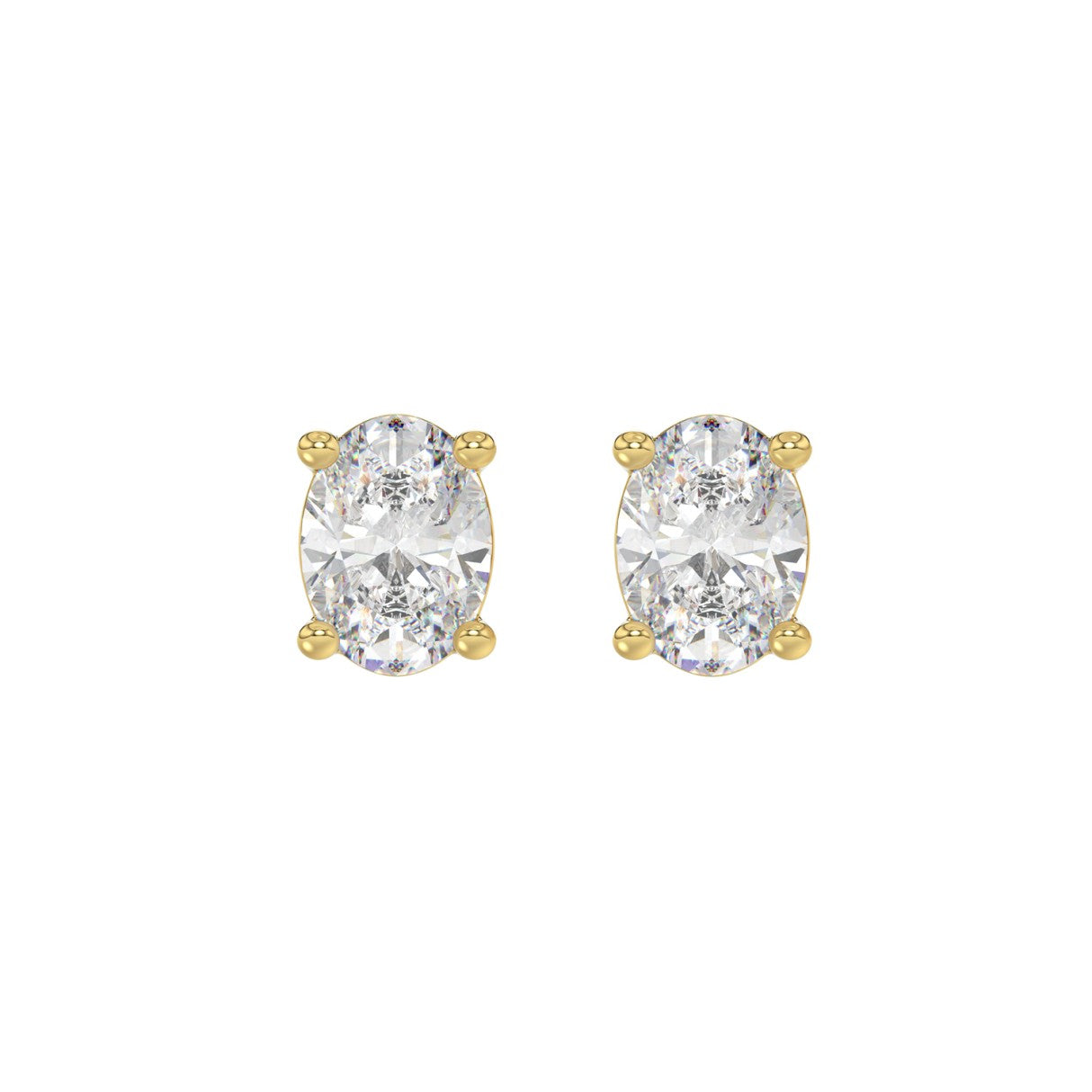 Lab Diamond 4-Prong Oval Stud Earring 10K Yellow Gold - 10K Yellow Gold - 2.5ct