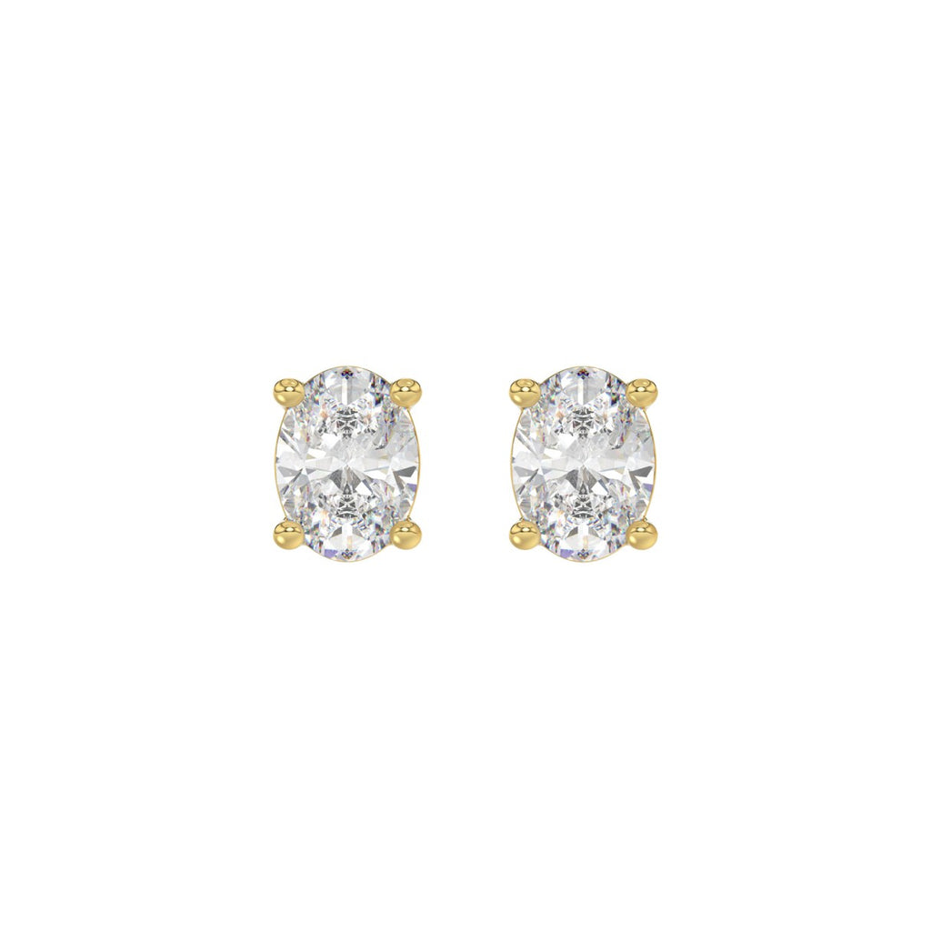 Lab Diamond 4-Prong Oval Stud Earring 10K Yellow Gold - 10K Yellow Gold - 1.5ct