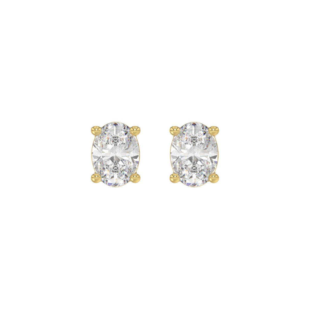 Lab Diamond 4-Prong Oval Stud Earring 10K Yellow Gold - 10K Yellow Gold - 1.5ct