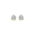 3 Prong Basket Pushback Stud Earrings - 14K Yellow Gold - 1ct