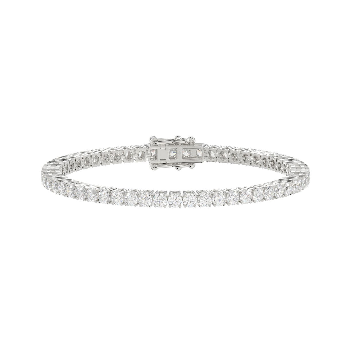 Basket 4 Prong Tennis Bracelet - 10K White Gold - 6.19ct