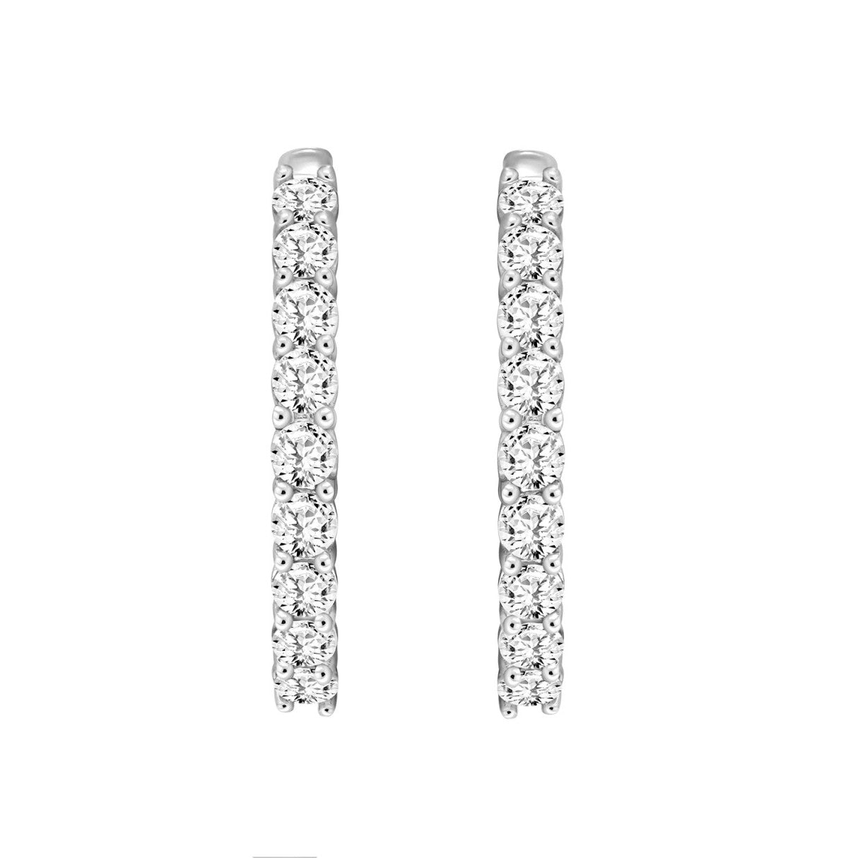 Lab Diamond Inside-Out Round Hoop Earring 10K White Gold - 10K White Gold - 7ct